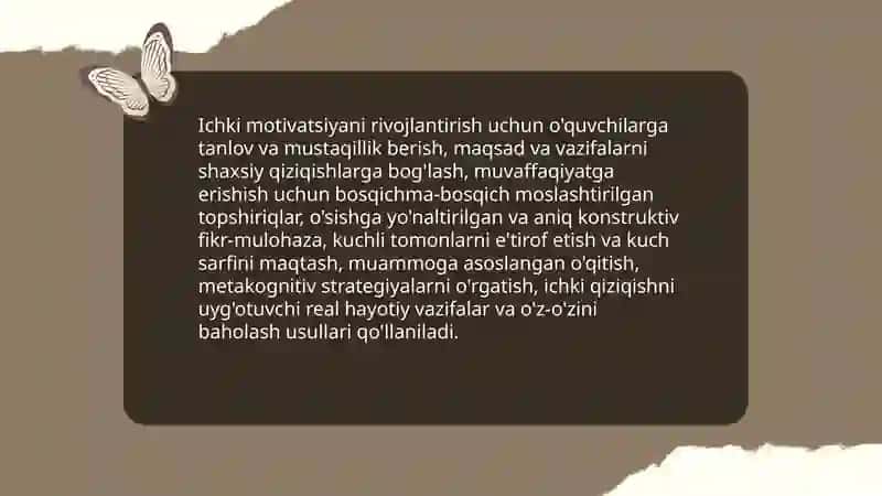 Ichki motivatsiyani rivojlantirish usuli 3