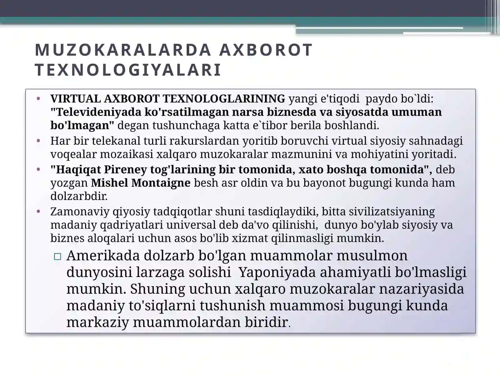 MUZOKARALAR OLIB BORISH VA UNI TASHKIL QILISH SAN'ATI 3