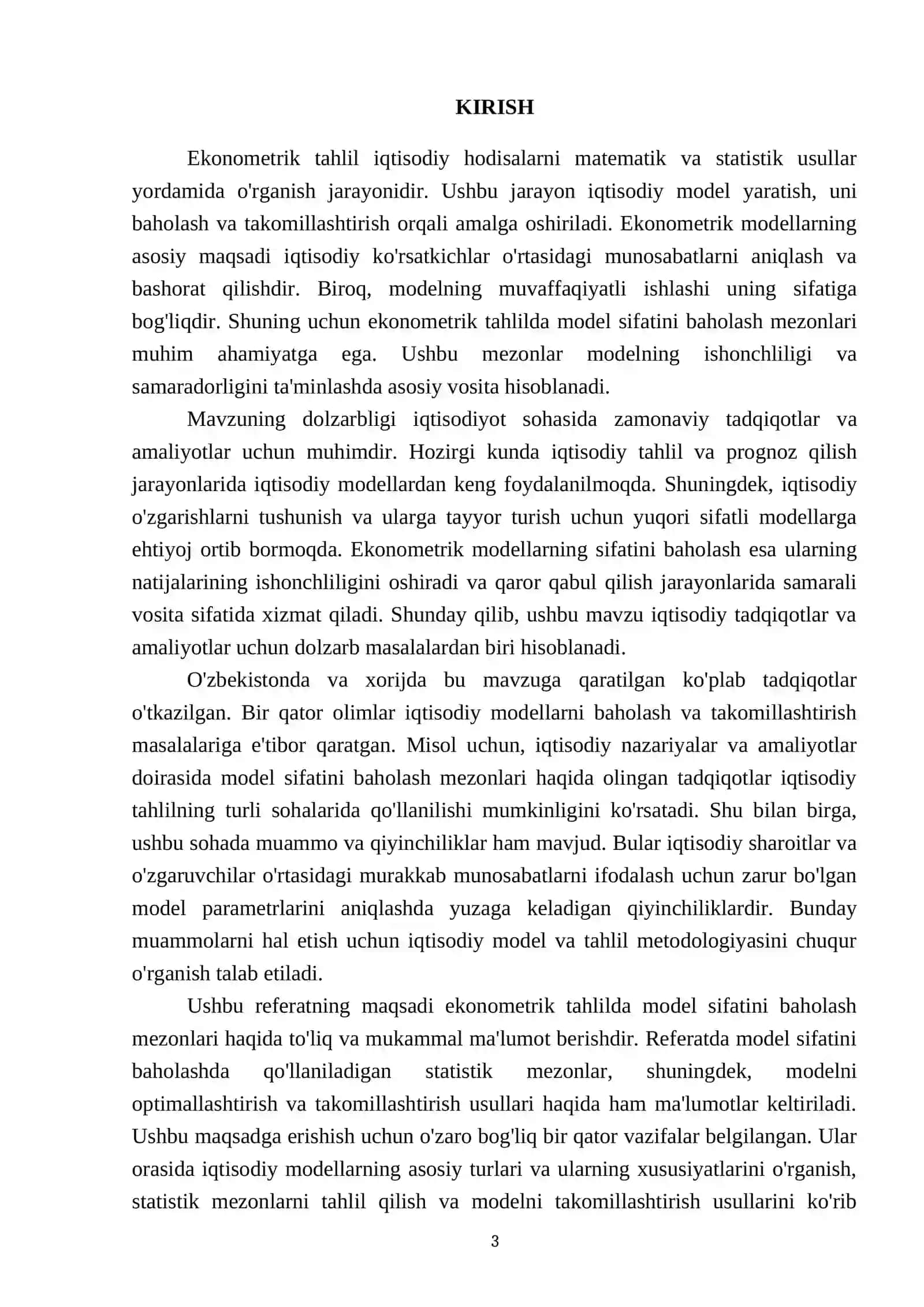 Ekonometrik tahlilda model sifatini baholash mezonlari 3