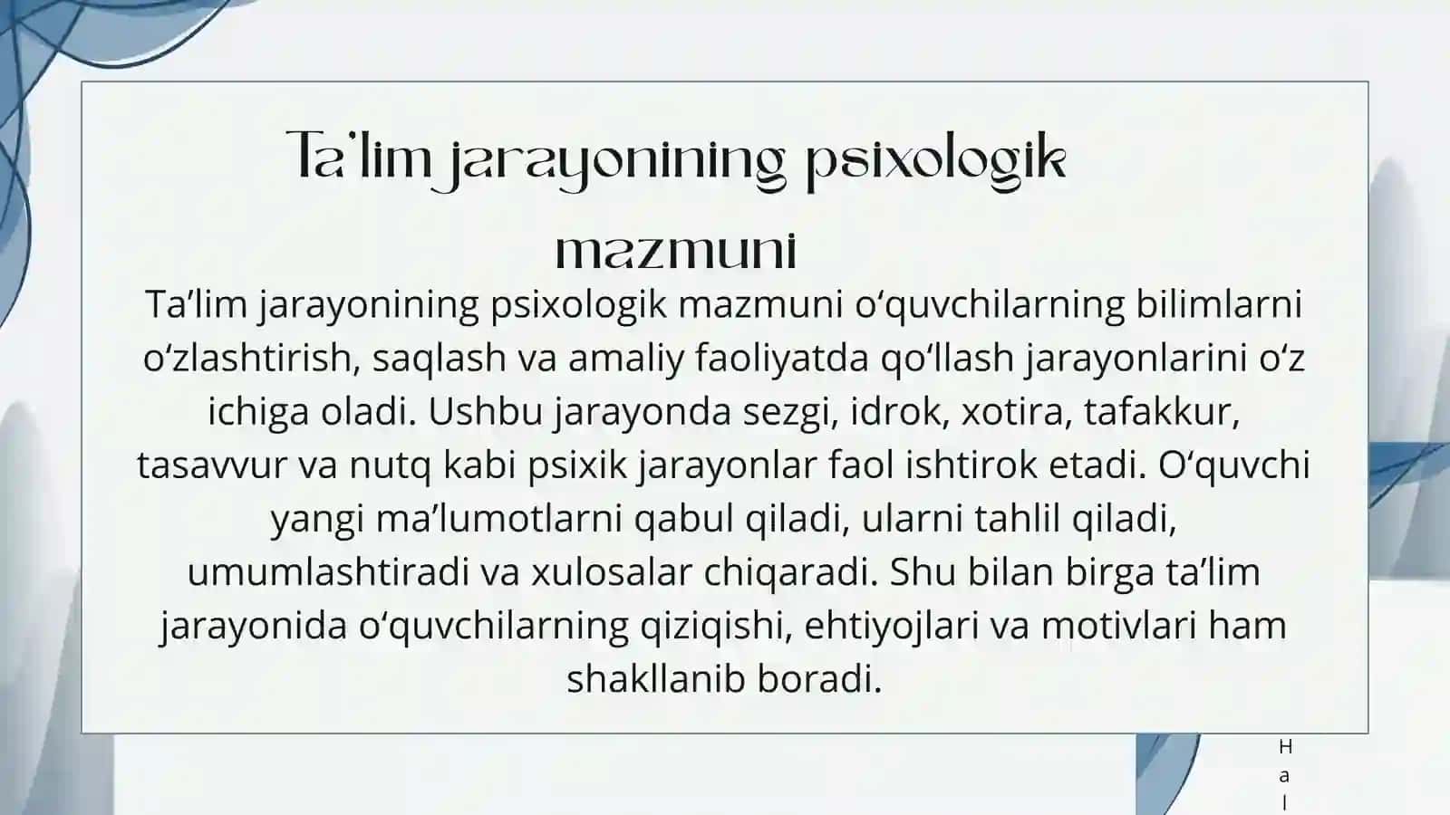 Psixologiya fanidan tayorlagan Mustaqil talimi 3
