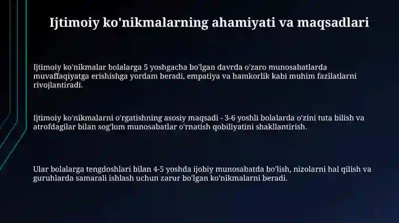 Ijtimoiy ko'nikmalarni o'rgatish 3