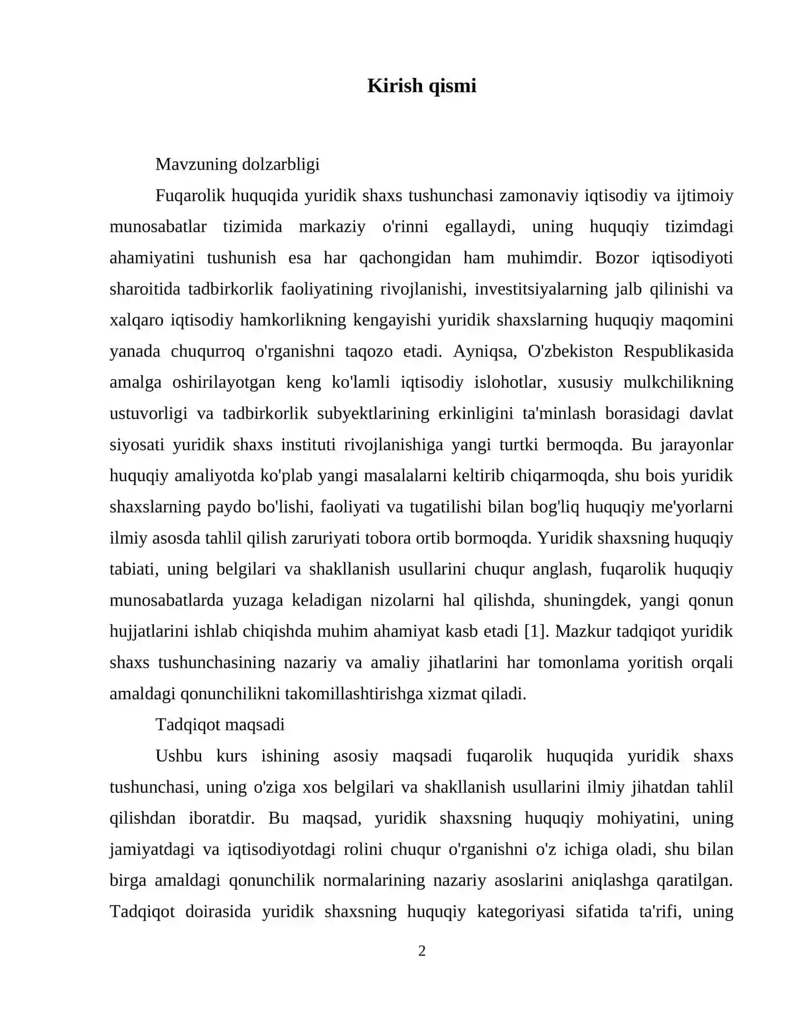 Fuqarolik xuquqida  yuridik shaxs tushunchasi,  belgilari va usullari 3