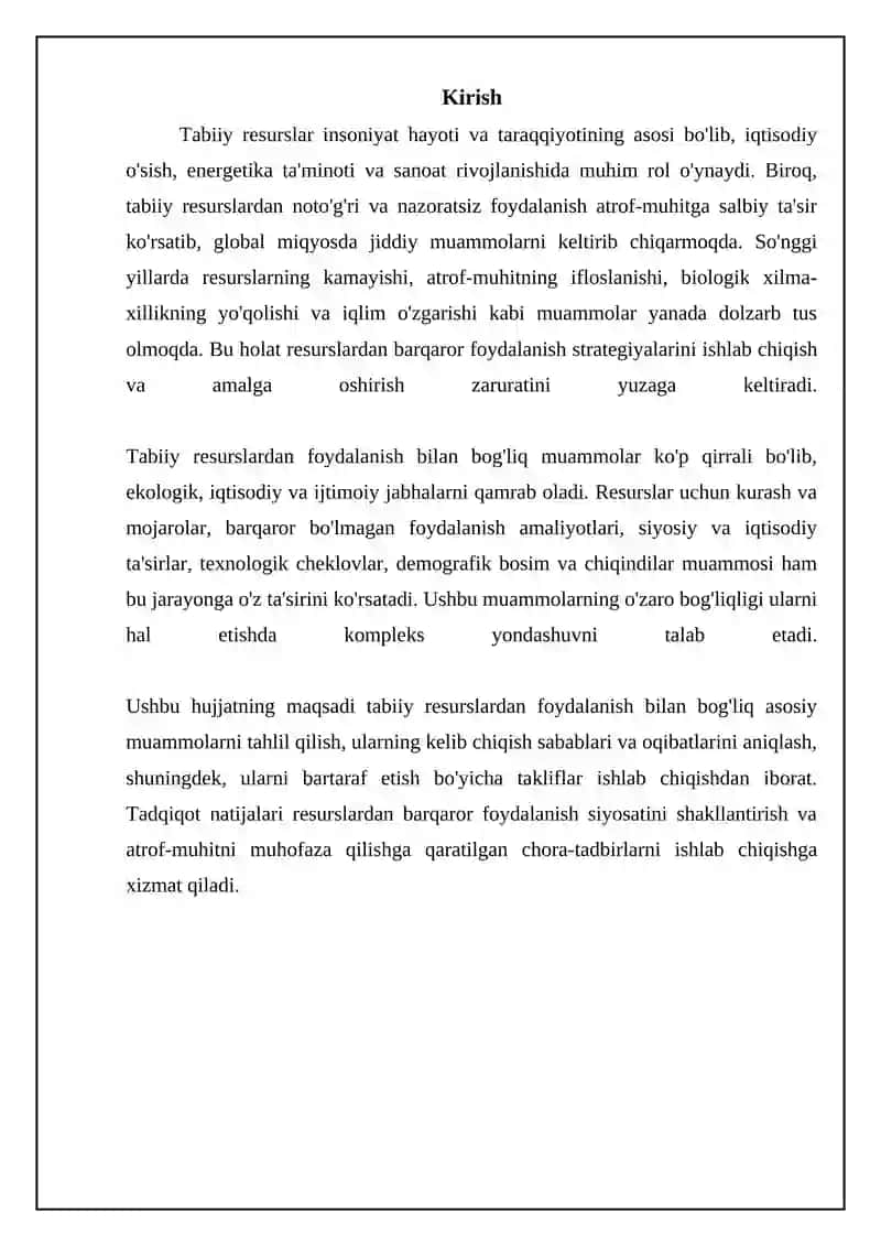 Tabiiy Resurslardan Foydalanish Muammolari 3
