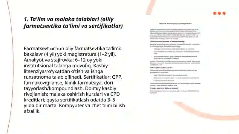 Farmasevtning kasbiy kompitentligiga qo'yiladigan talablar 3