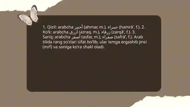 Arab tilida ranglar 3