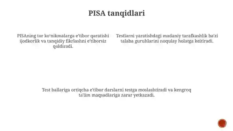 PISA - óquvchilarning talimiy yutuqlarini baholash xalqaro dasturi 3