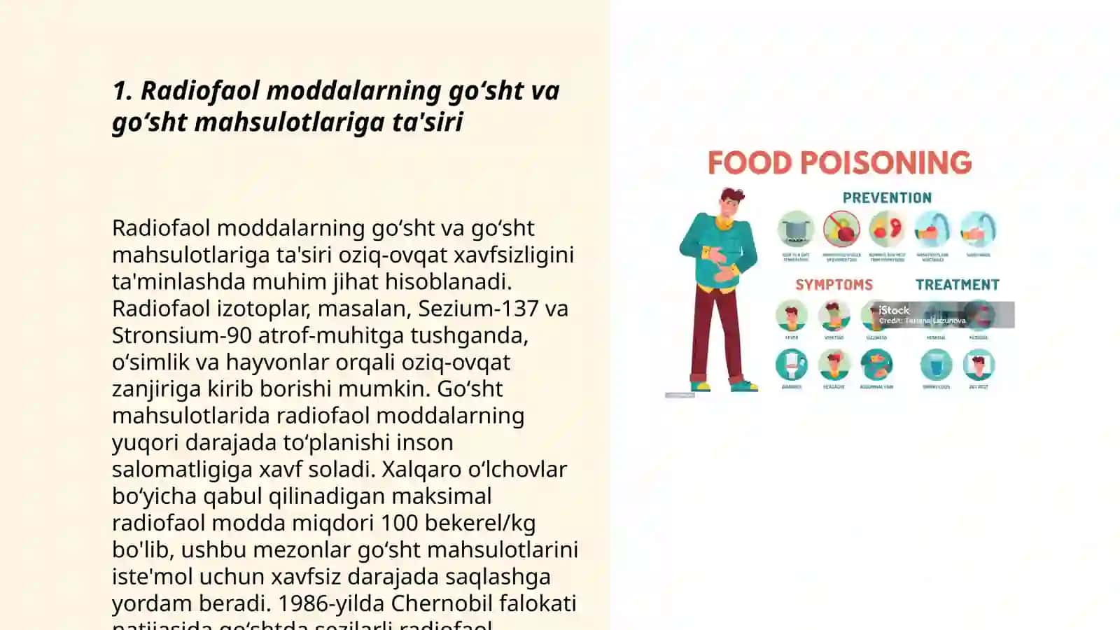 Goʻsht va goʻsht maxsulotlarini radiofaol va boshqa zaxarli moddalar taʼsir qilganda sanitariya jihatidan baxolash 3
