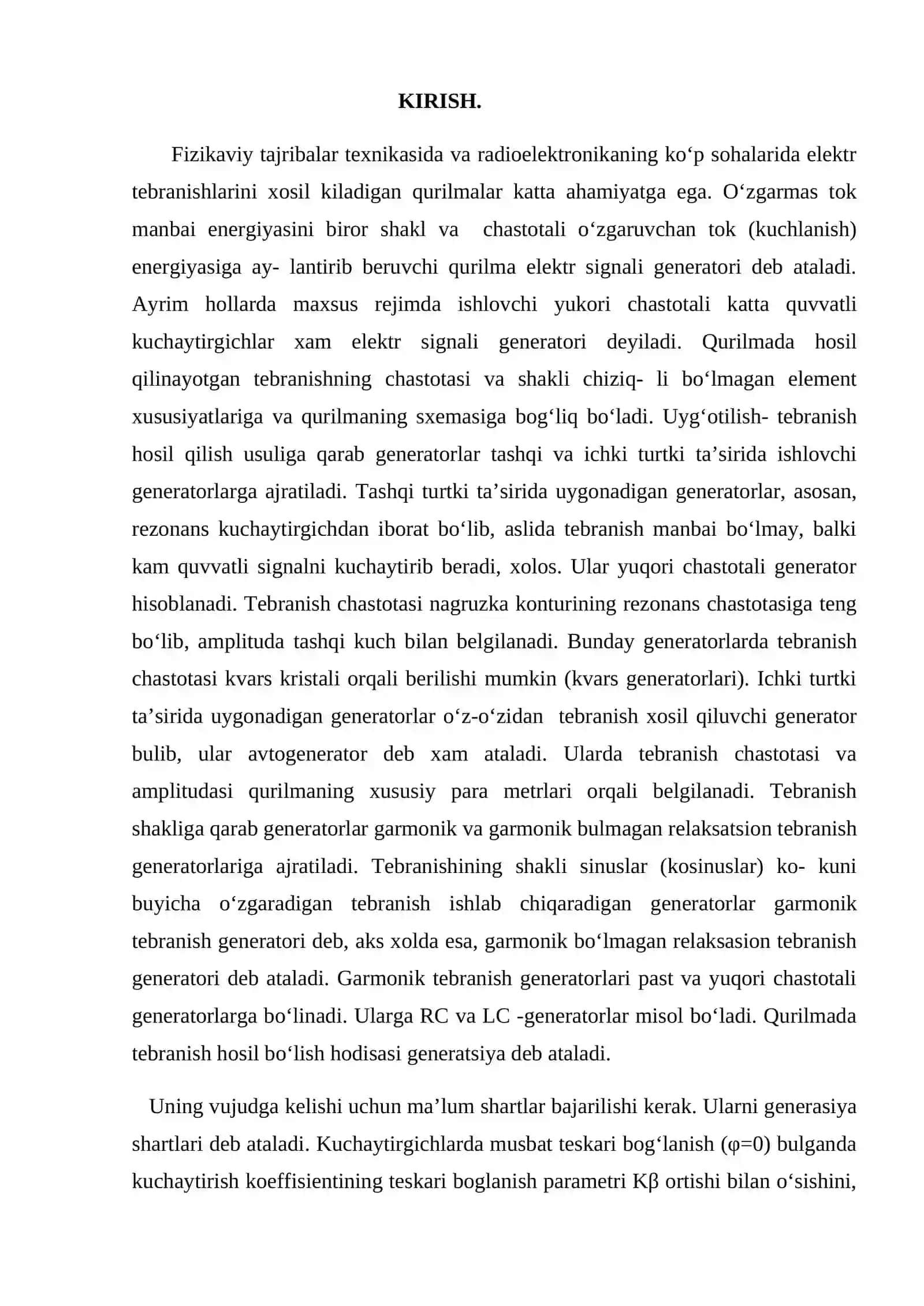 BIR MODALI VA KO’P MODALI GENERATSIYA SHARTLARI 3