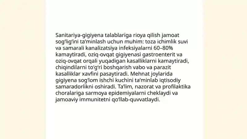 Sanitariya gegina talablariga rioya qilishning ijtimoiy ahamyati 3