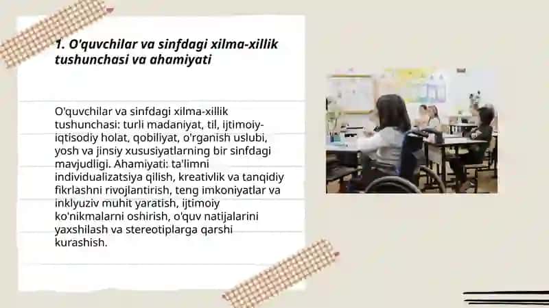 O'quvchilar va sinfdagi xilma xillik 3