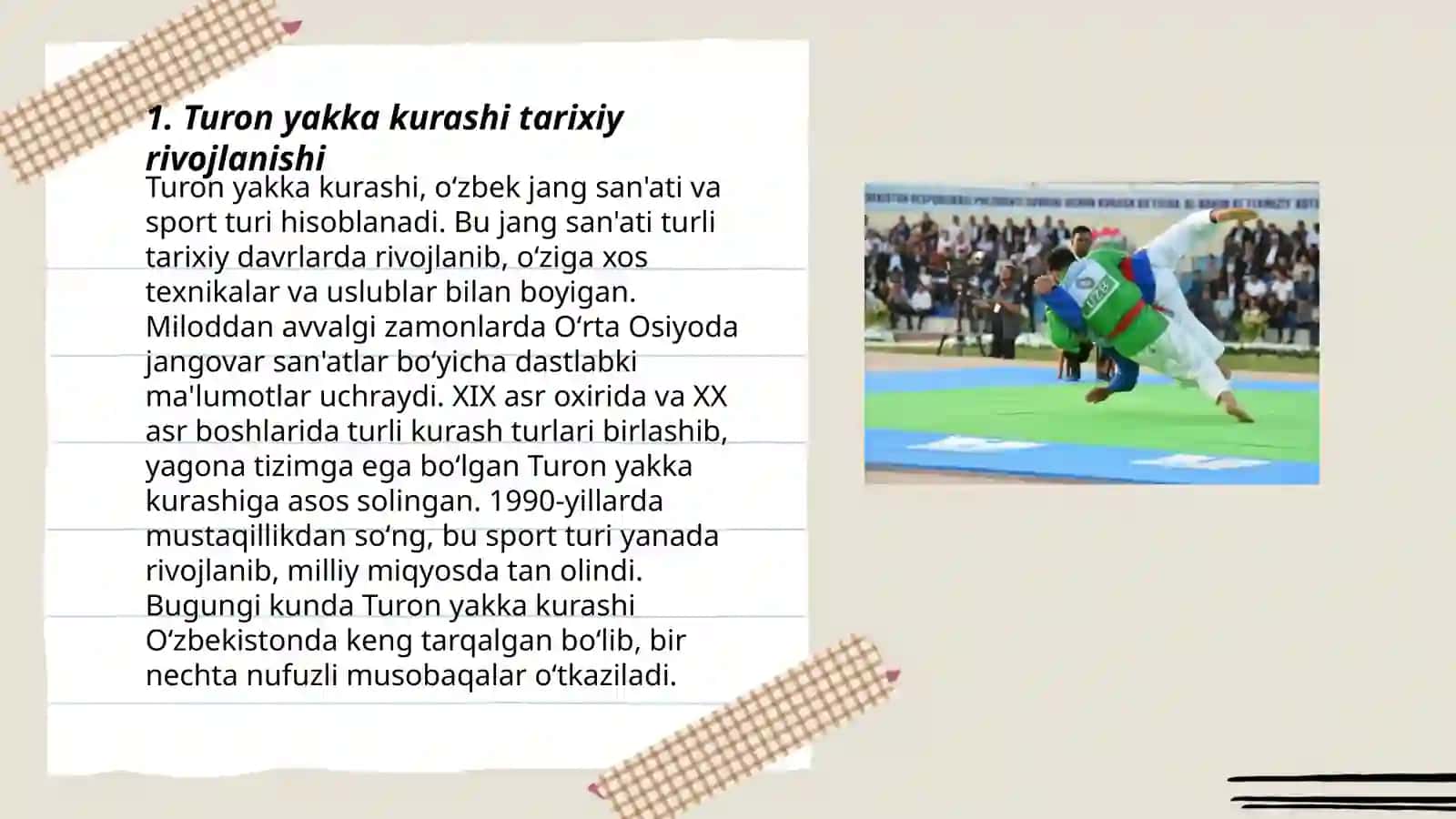 Turon yakka kurashi mashgʻulotlarini rejalashtrish 3