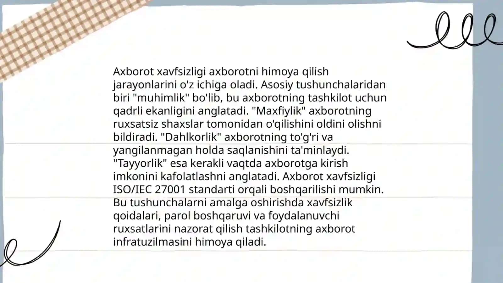 Axborot xavfsizligi va himoyalash usullari 3