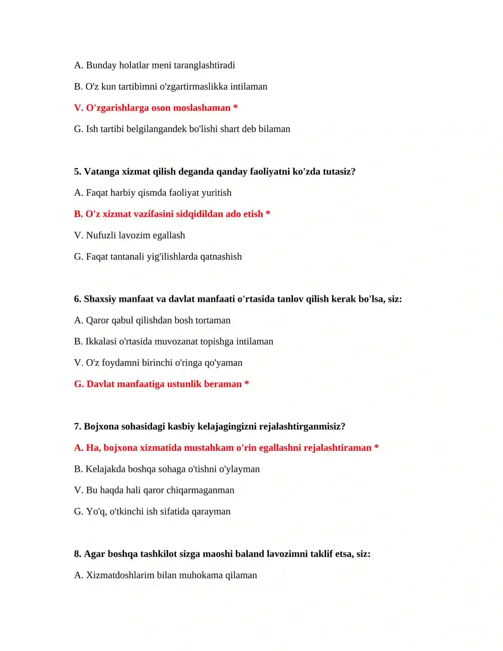Bojxona test savol javob Word 3