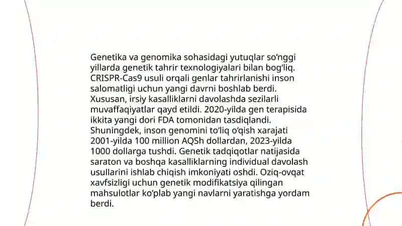 Biologik fanlar tizimi,ularning zamonaviy muommolari va yutuqlari 3