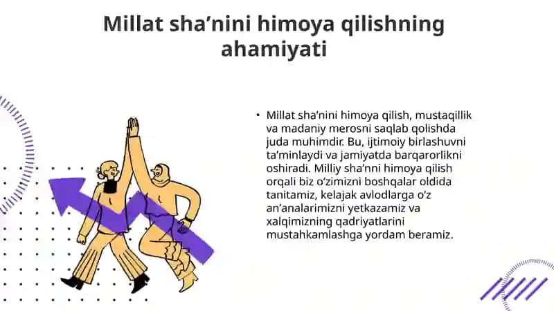 Millat shaʼnini himoya qilishning oʻziga xos jihatlari 3