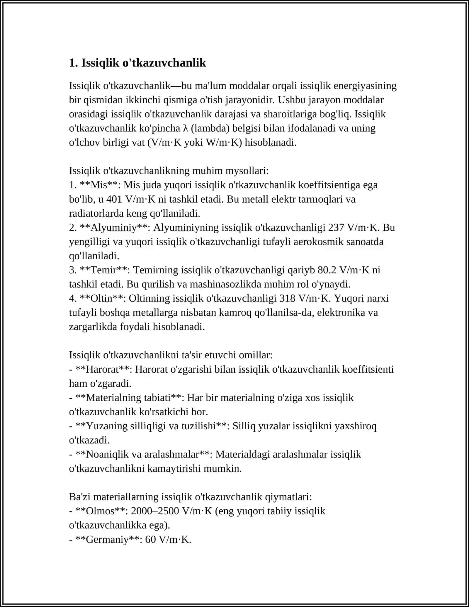 ISHLAB CHIQARISHNING MATERIAL (MODDIY ) ISIQLIK HISOBI 3