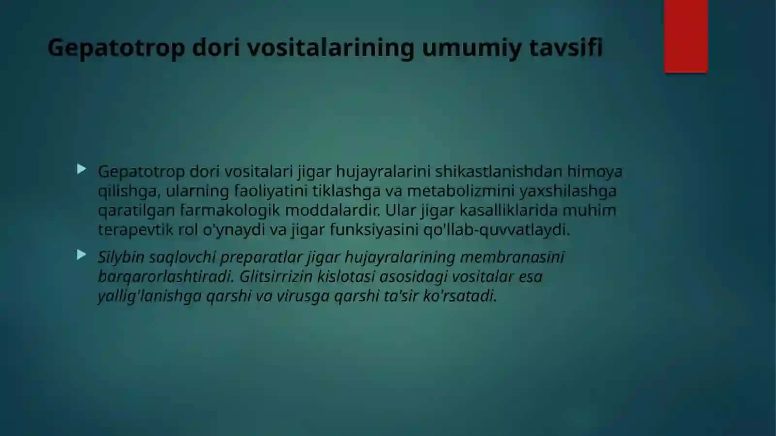 Gepatotrop va o‘t haydovchi dori vositalarining klinik farmakologiyasi 3