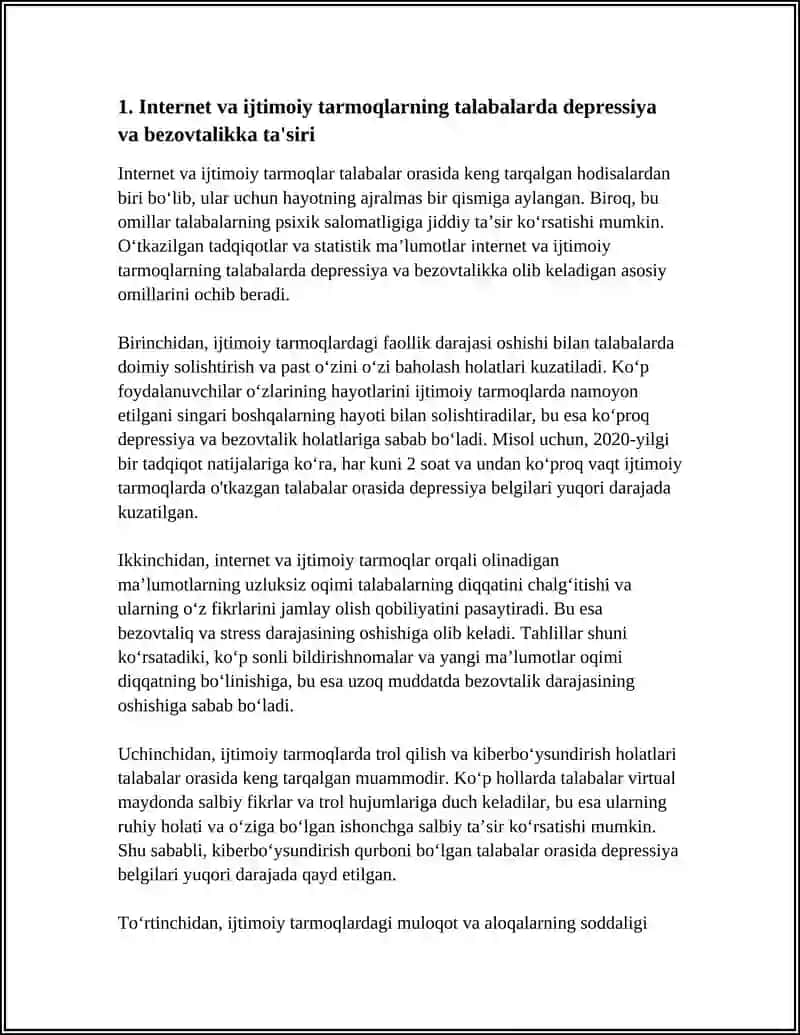 INTERNET VA IJTIMOIY TARMOQLARNING TALABALARNING PSIXIK SALOMATLIGIGA TAʼSIRI 3