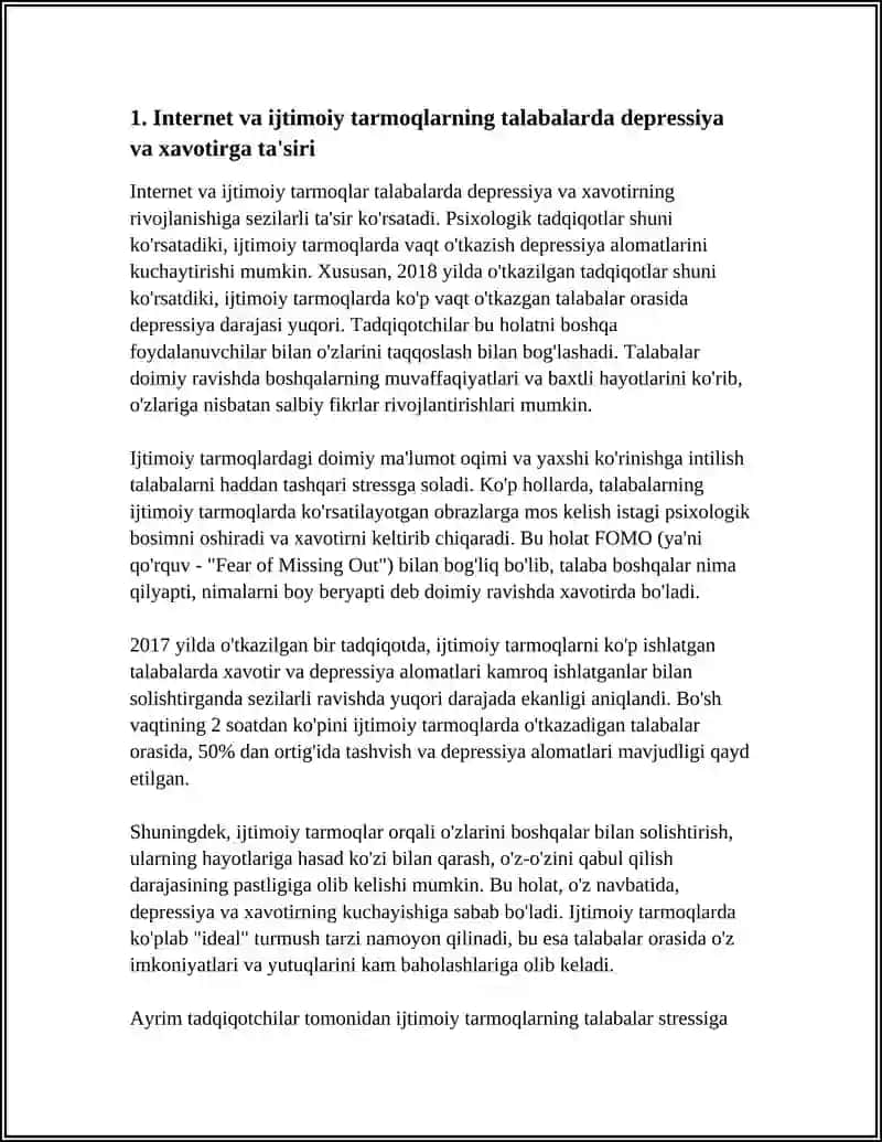 INTERNET VA IJTIMOIY TARMOQLARNING TALABALARNING PSIXIK SALOMATLIGIGA TASIRI 3