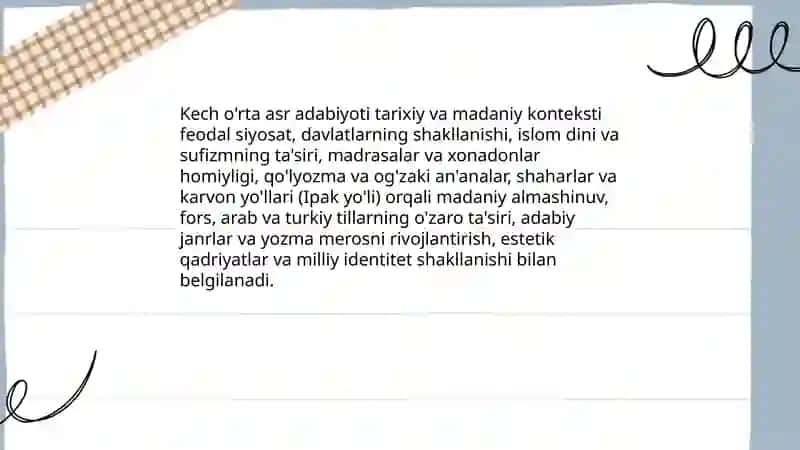 Kech o'rta asr adabiyoti 3
