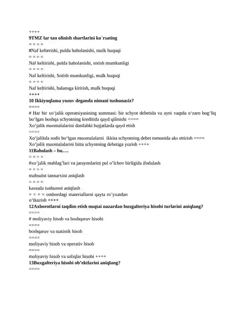 Moliyaviy hisobot fanidan test 3