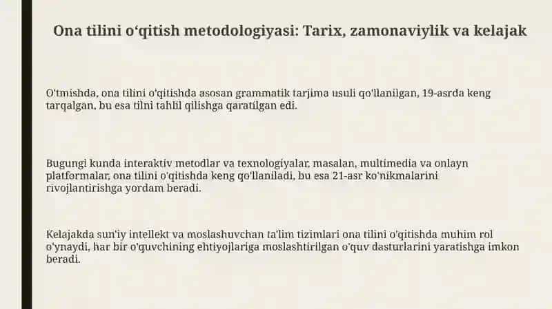 ONA TILI VA UNI OʻQITISH METODIKASI 3