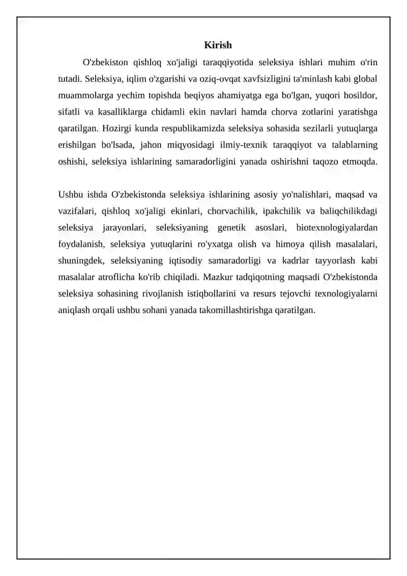 O'zbekistonda seleksiya ishlarining asosiy yo'nalishlari 3