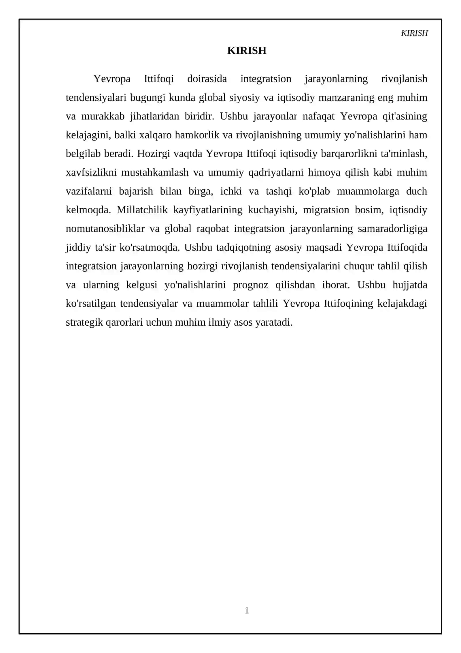 Yevropa Ittifoqi doirasida integratsion jarayonlarning rivojlanish tendensiyalari 3