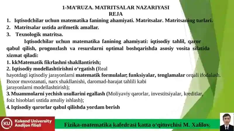 IQTISODCHILAR UCHUN MATEMATIKA 3