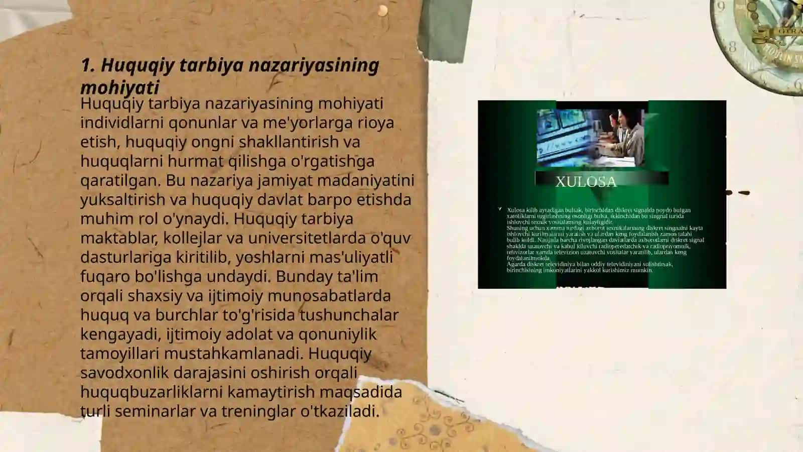 Huquqiy tarbiya nazariyasi va amaliyoti fanining asosiy tushunchalari, fanning maqsadi, vazifalari 3