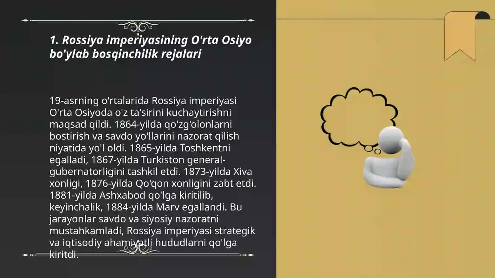 Podsho Rossiyasining O'rta Osiyoga ekspansiyasi va Turkiston general-gubernatorligining tashkil topishi 3