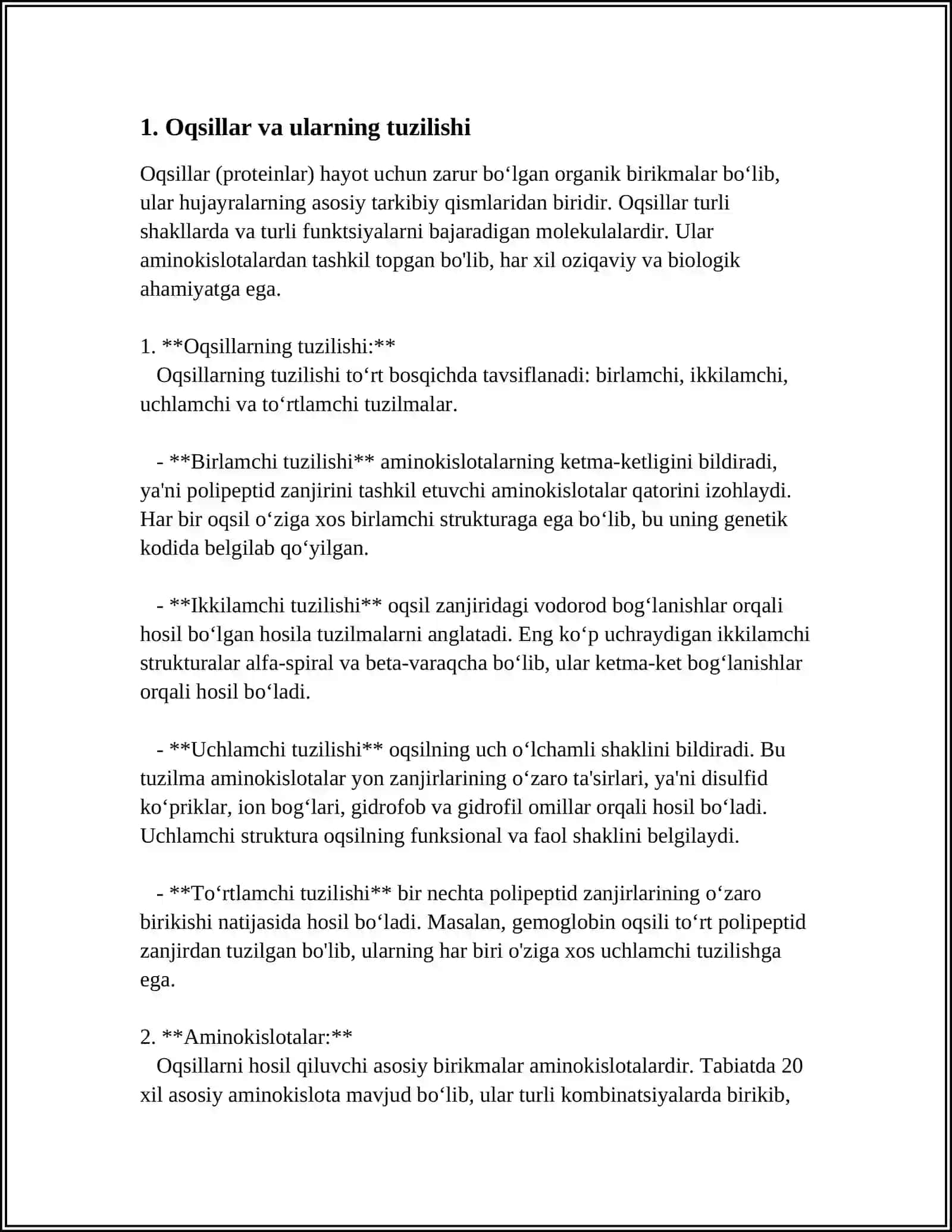 Oqsillar va ularning tuzilishi 3