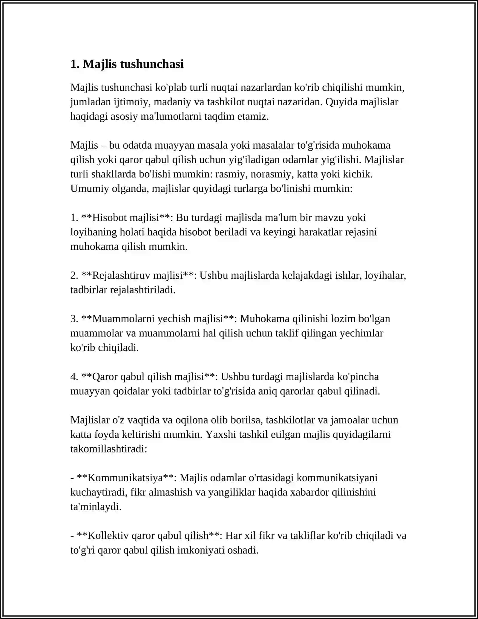 MUSTAQIL ISH Mavzu: MAJLISIY VA UNING VAZIFALARI 3