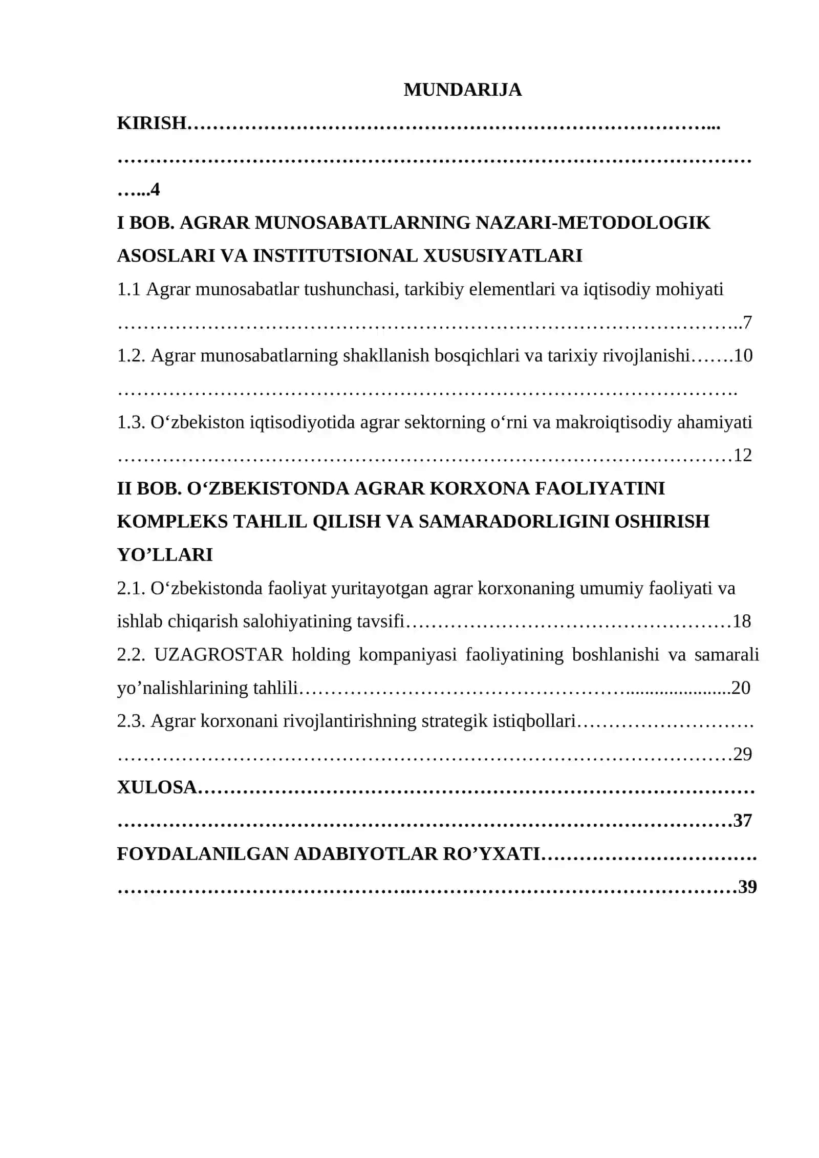 Agrar munosabatlar va ularning O’zbekiston iqtisodiyotidagi o’rni 3