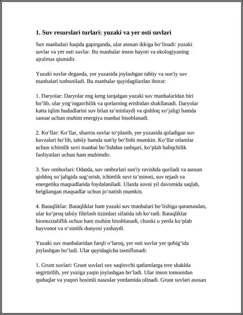 SUV MANBALARI VA SUV OQIMI ENERGIYASI 3