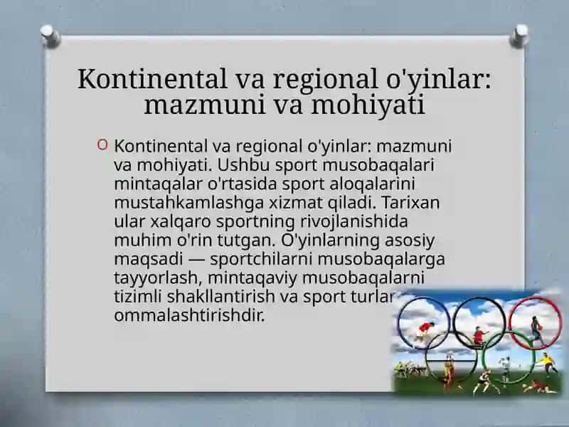 KONTINENTAL VA REGIONAL O'YINLAR TARIXI, DASTURI VA TASHKIL QILISH TARTIBI 3