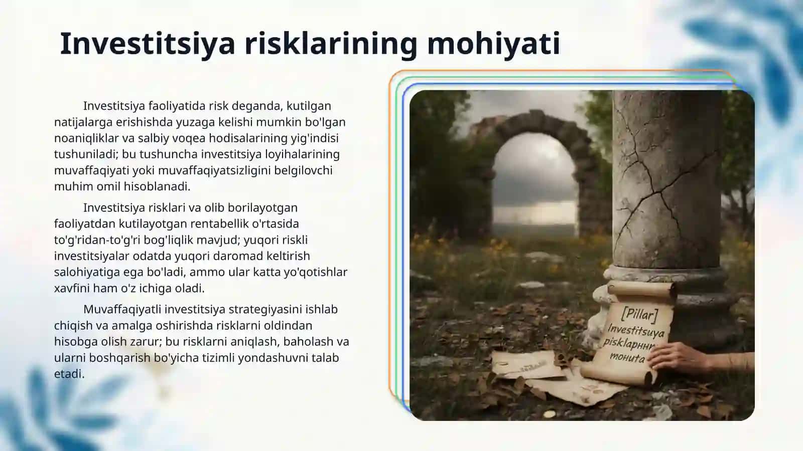Invistitsiya faoliyatida risklar va ularning tasniflanishi 3