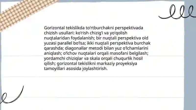 Gorizontal va Vertikal Tekisliktagi Perspektiva 3