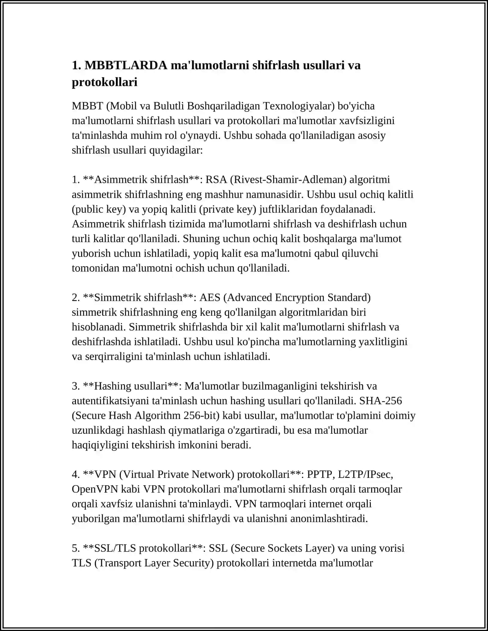 MBBTLARDA MA'TUMOTLAR XAVFIZLIGINI TA'MINLASH USULLARI 3