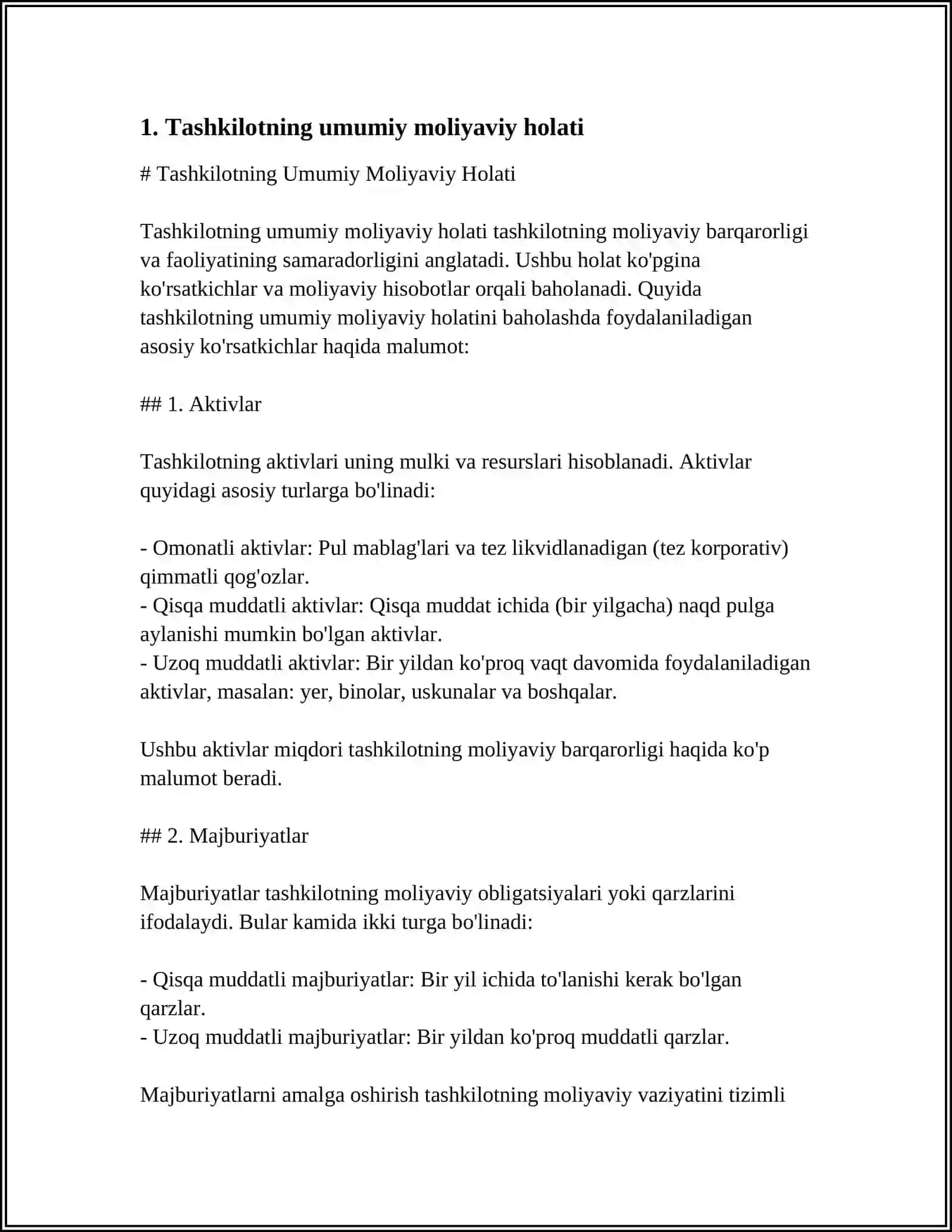 TRANSPORT TASHKILOTLARIDA KORXONA FAOLIYATI KO'RSATKICHLARINING TAXLILI 3