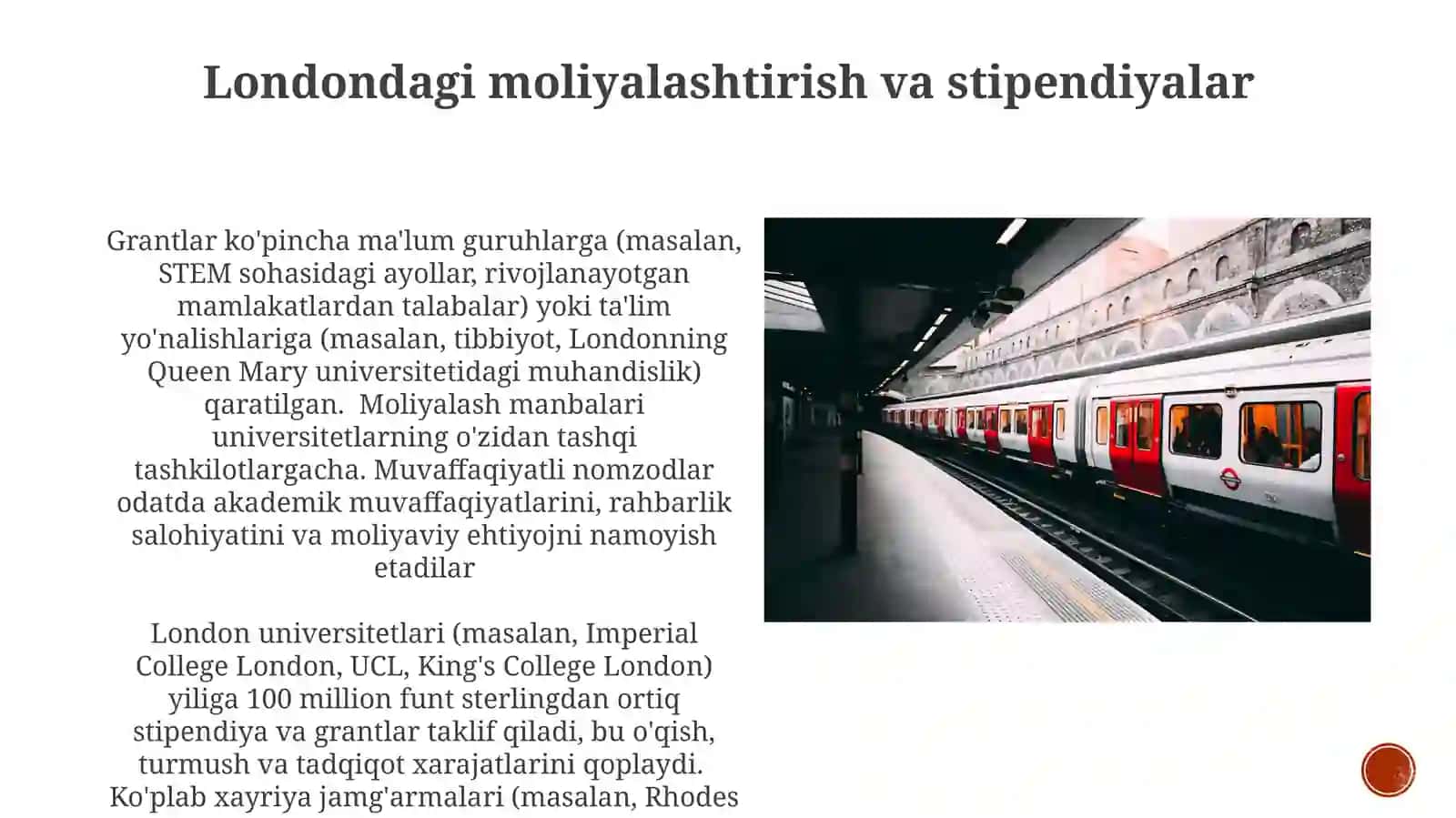 Grantlar va stipendiyalar Londondagi o'quv yurtlari uchun 3