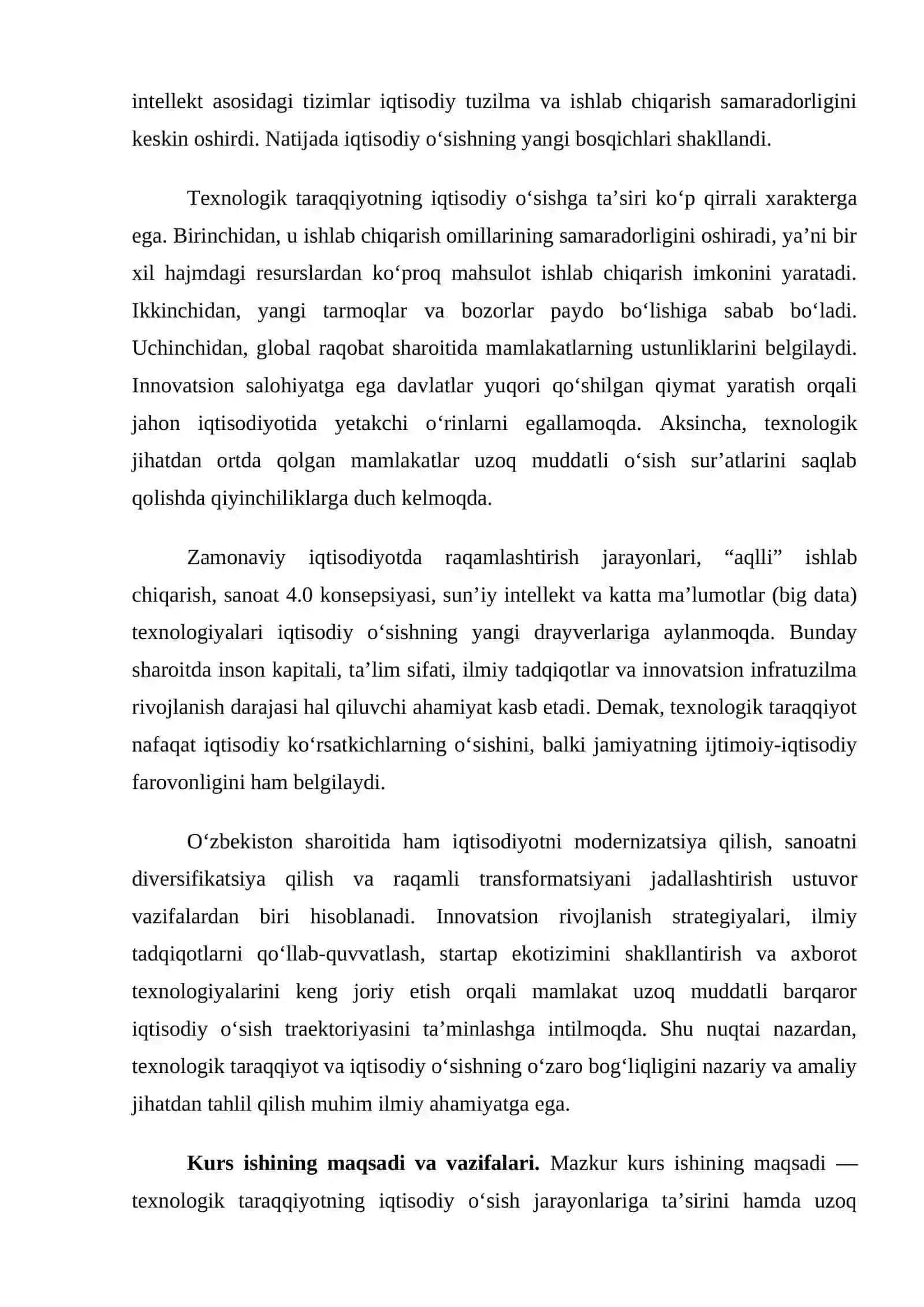 Texnologik taraqqiyot va iqtisodiy o‘sishning uzoq muddatli traektoriyasi 3