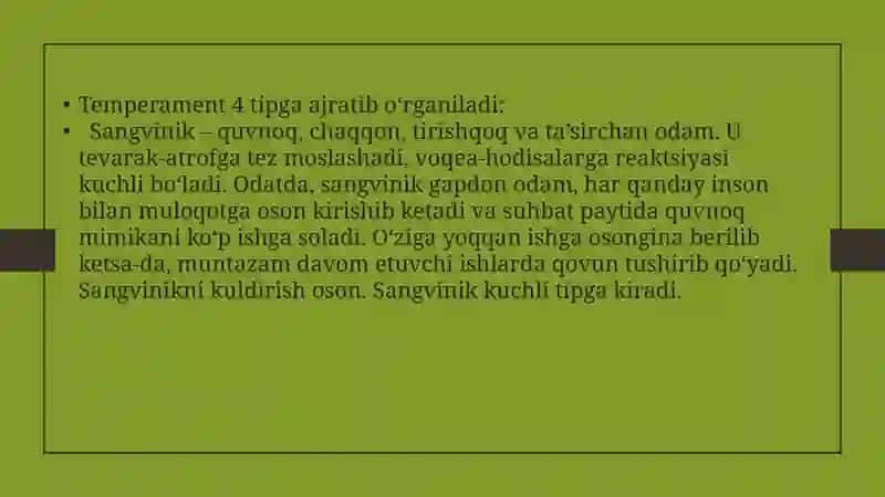 Temperament va uning turlari va o'ziga xos jihatlari 3