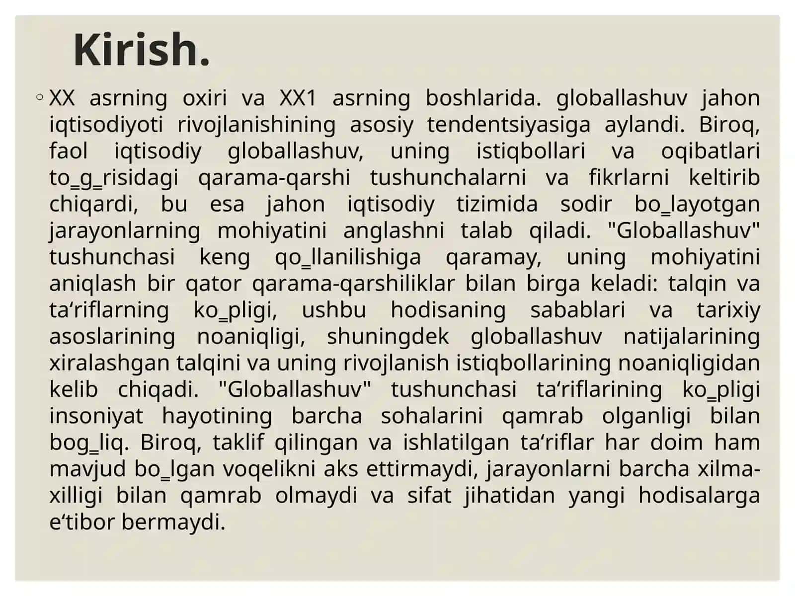 GLOBAL IQTISODIYRIVOJLANISH.2-mavzu.Jahon iqtisodiyotni globallashuvi kontseptsiyalarining shakllanishi, rivojlanish bosqichlari va yo‘nalishlari 3