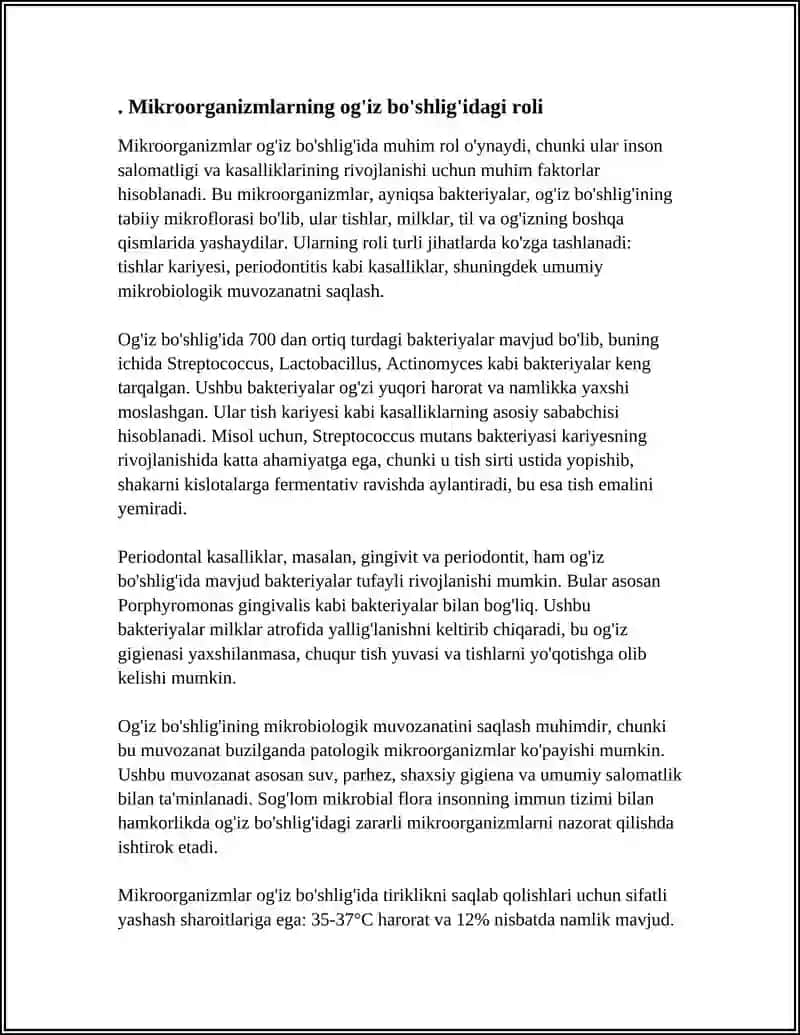 Mikroorganizmlarva Og'iz Boshligi Mikroflorasi 3