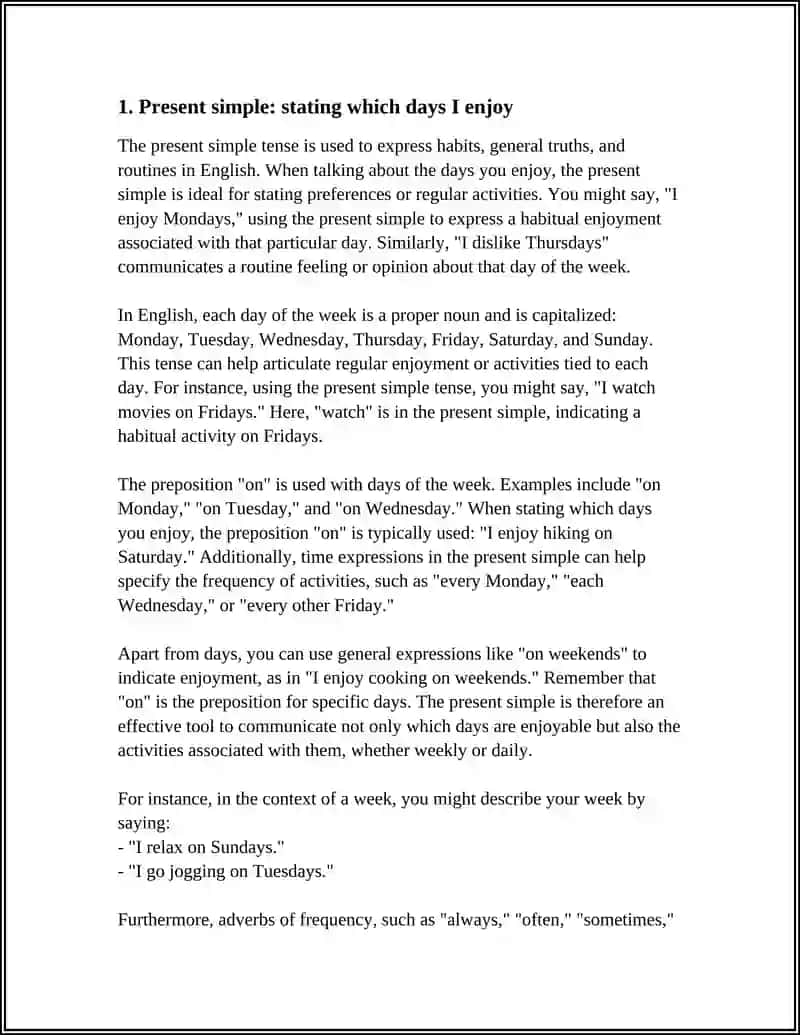 THE DAYS AND TIME I ENJOY – PRESENT SIMPLE + PAST SIMPLE + TIME EXPRESSIONS (AT, IN, ON) + TELLING TIME 3