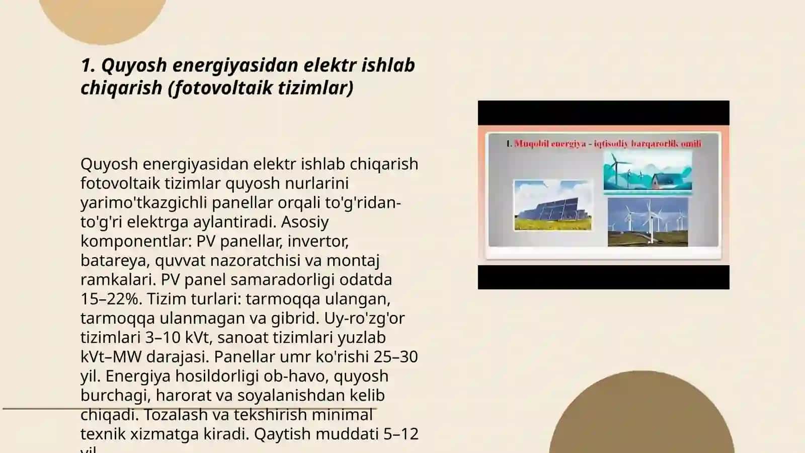 Quyosh energiyasidan elektr ishlab chiqarish (fotovoltaik tizimlar) 3