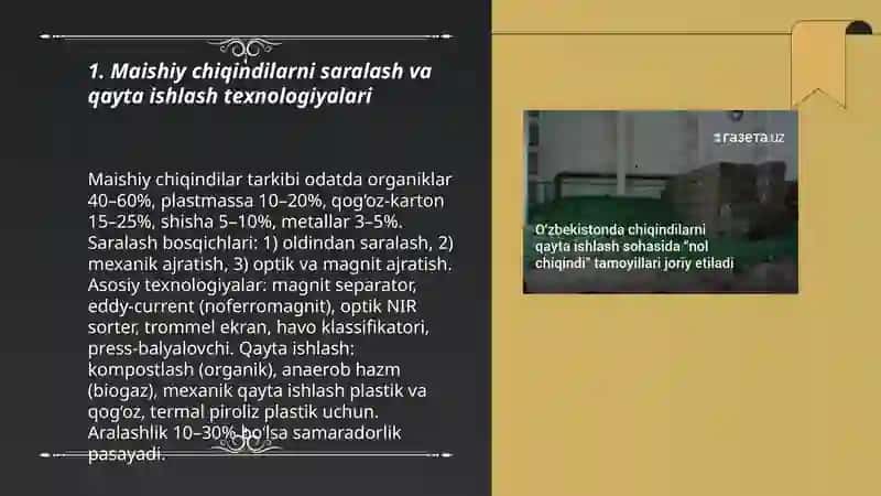 Maishiy chiqindilarni saralash va qayta ishlash texnologiyalari 3