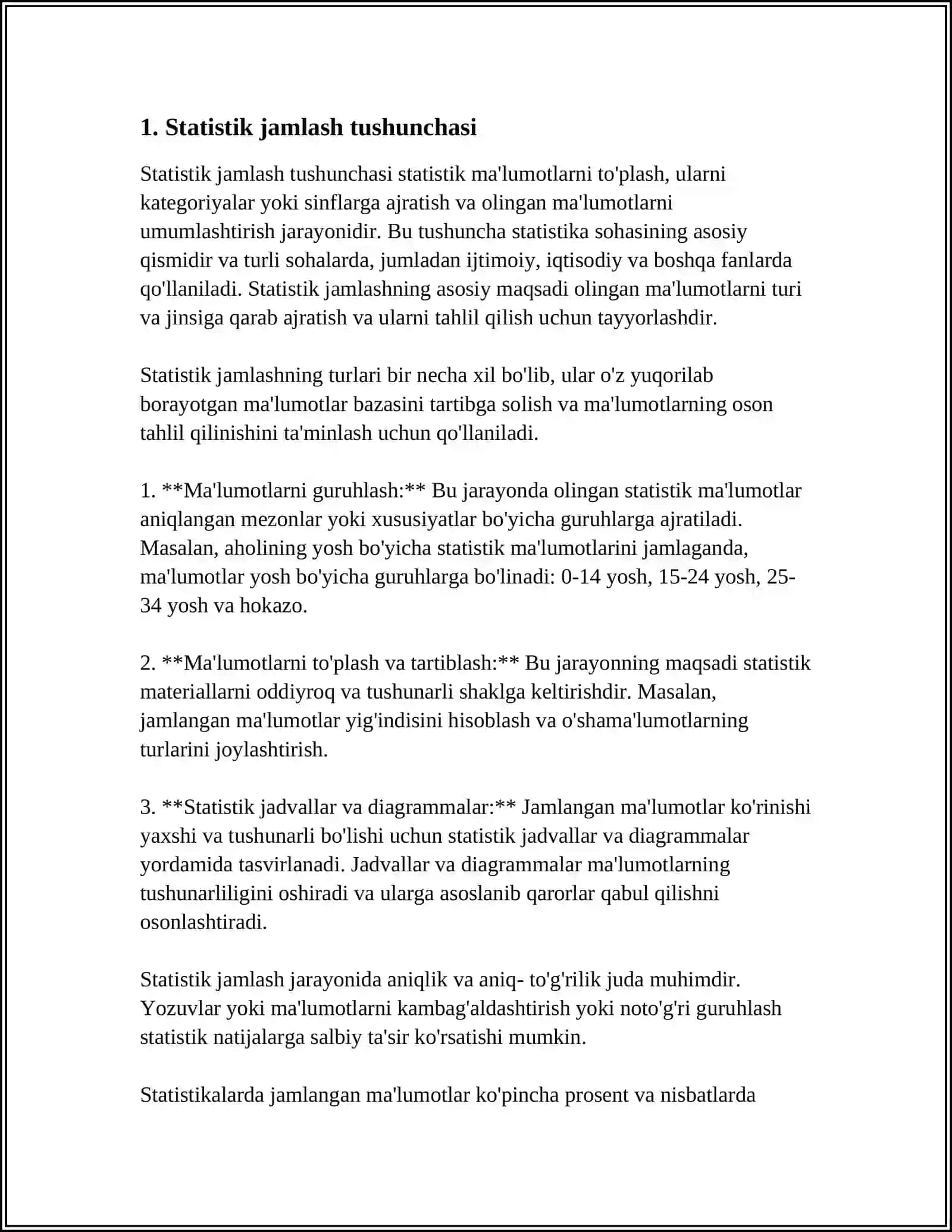 STATISTIK JAMLASH: TURLARI VA MOHIYATI 3