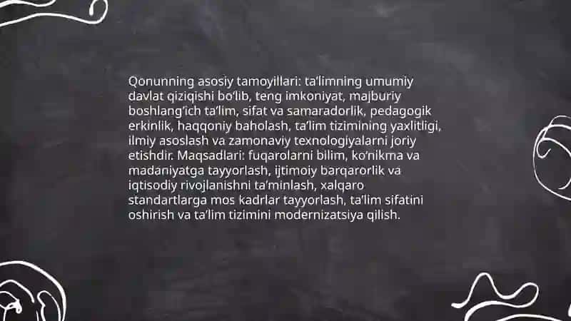 Oʻzbekiston Respublikasining "taʼlim toʻgʻrisida" gi qonuni 3